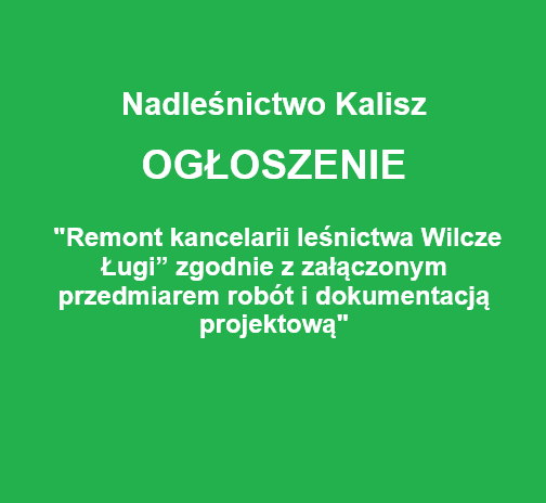Ogłoszeniena wykonanie robót budowlanych dla zadania pn.: "Remont kancelarii leśnictwa Wilcze Ługi”
